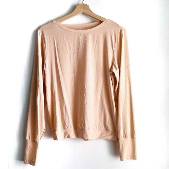 Zyia long sleeve active light weight peach striped textured fabric open back - Picture 1 of 7